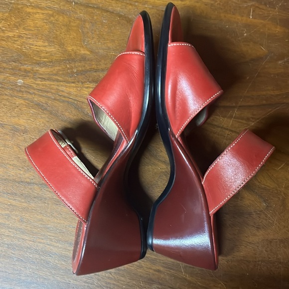 Stonefly Red Leather Slip On Heeled Summer Sandals - Picture 6 of 15